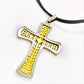 CZ Accented Two-Tone Stainless Steel Cross Necklace