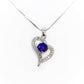 Exaggerated Silver Heart Purple Zirconia Necklace