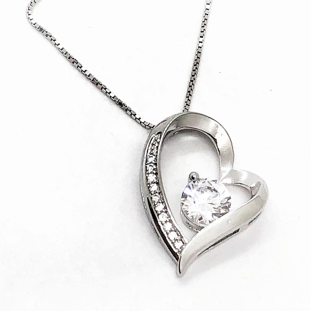 Floating Silver Heart Zirconia Necklace