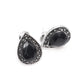 Marcasite Black Pear Halo Stud Earrings