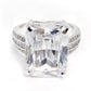 Fire Radiant Emerald Cut Zirconia White Gold Cocktail Ring