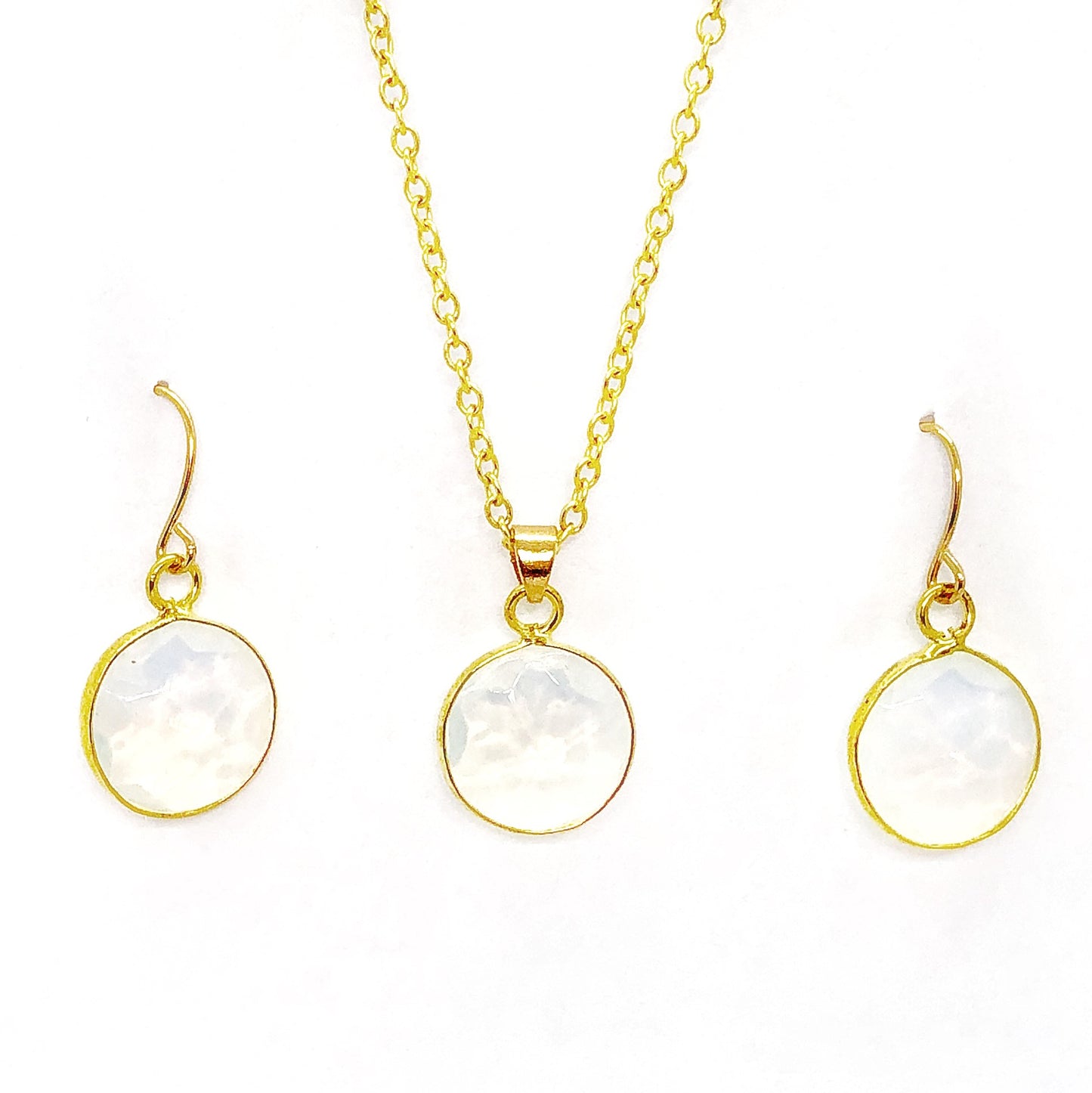 Moonstone Pearlescent Earrings and Necklace Set for Women