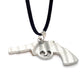 Gold Sandblasted Stainless Steel Revolver Pendant Necklace