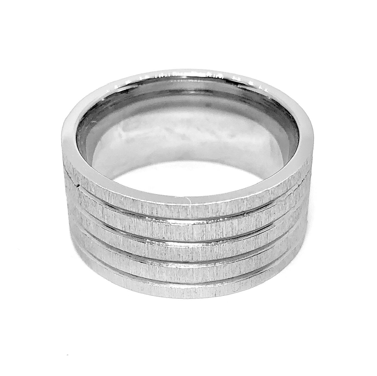 Brushed Lines Wide Stainless Steel Men's Band
