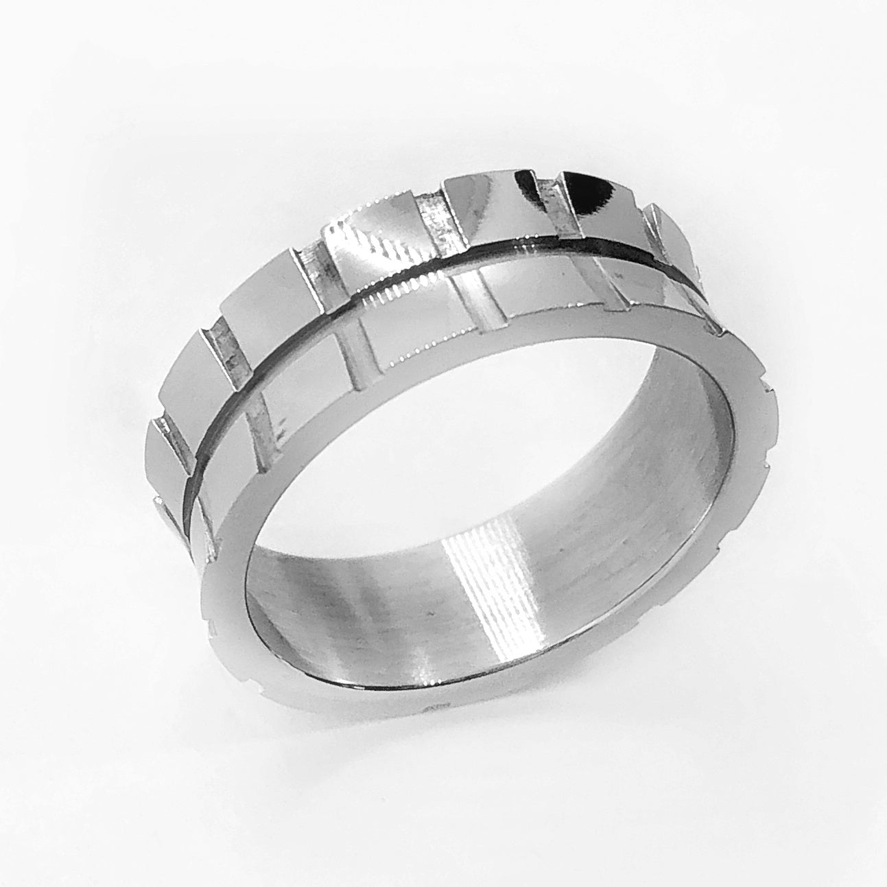 Concave Etched Stainless Steel Men's Band
