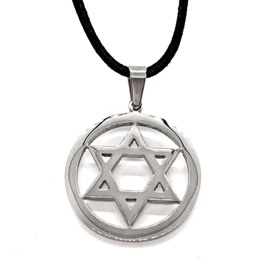 Encircled Star of David Stainless Steel Necklace