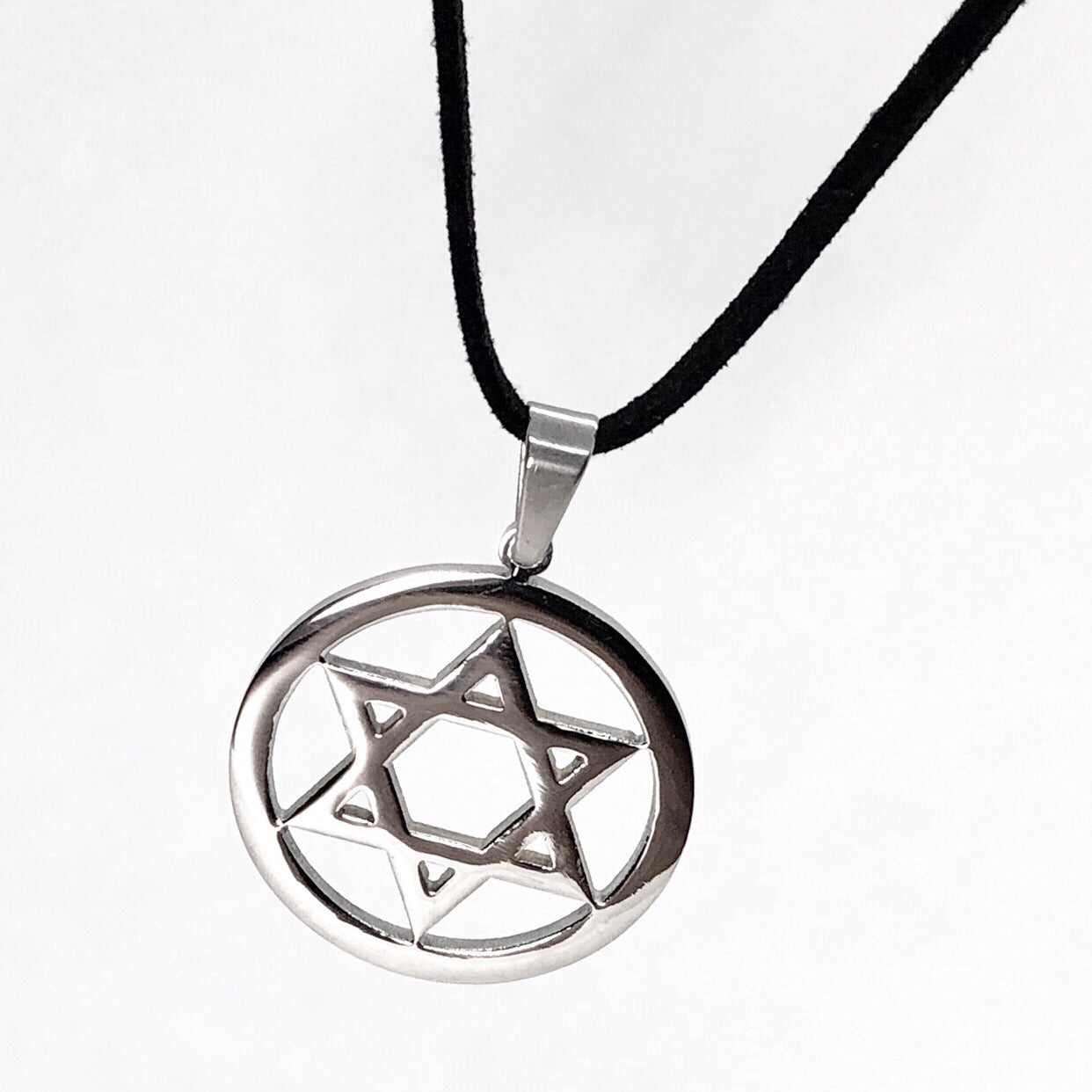 Encircled Star of David Stainless Steel Necklace