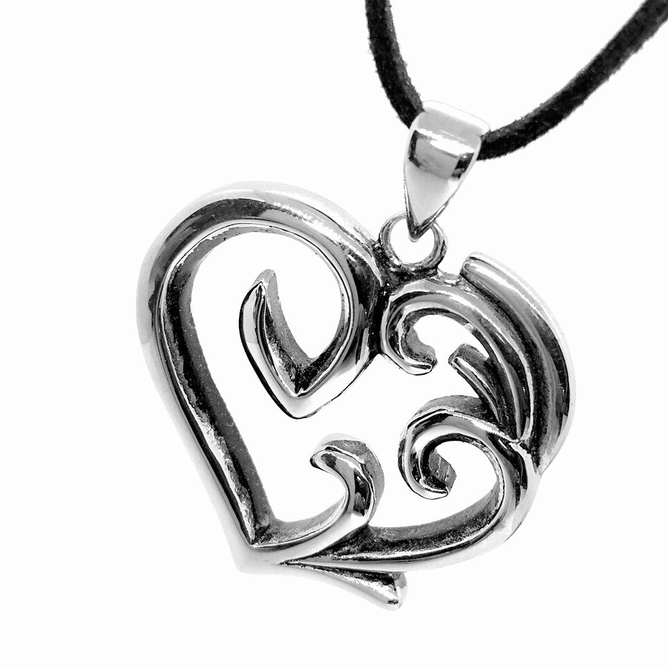Entwined Heart Stainless Steel Pendant Necklace