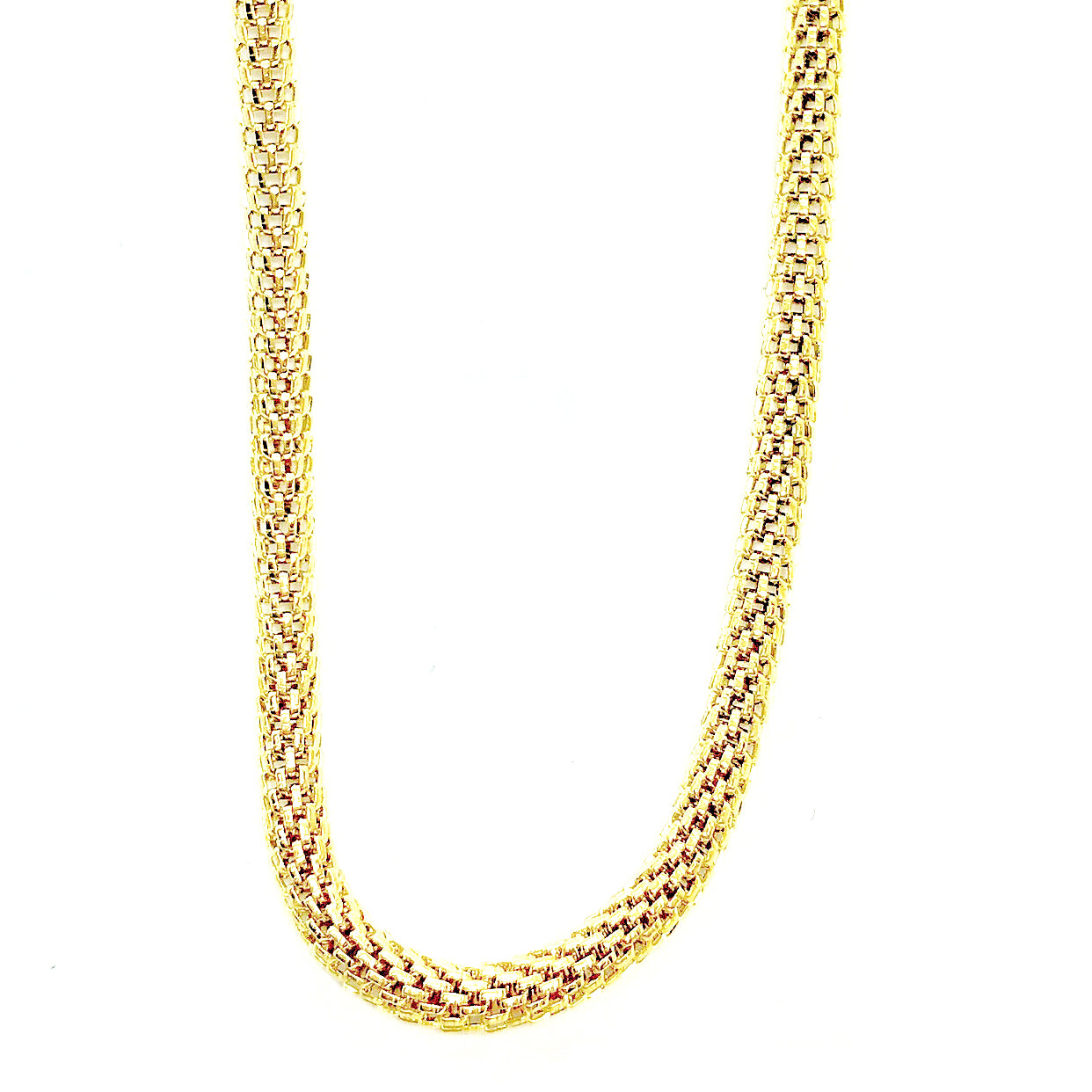 18 inch 18K Gold Plated Hollow Mesh Stainless Steel Chain