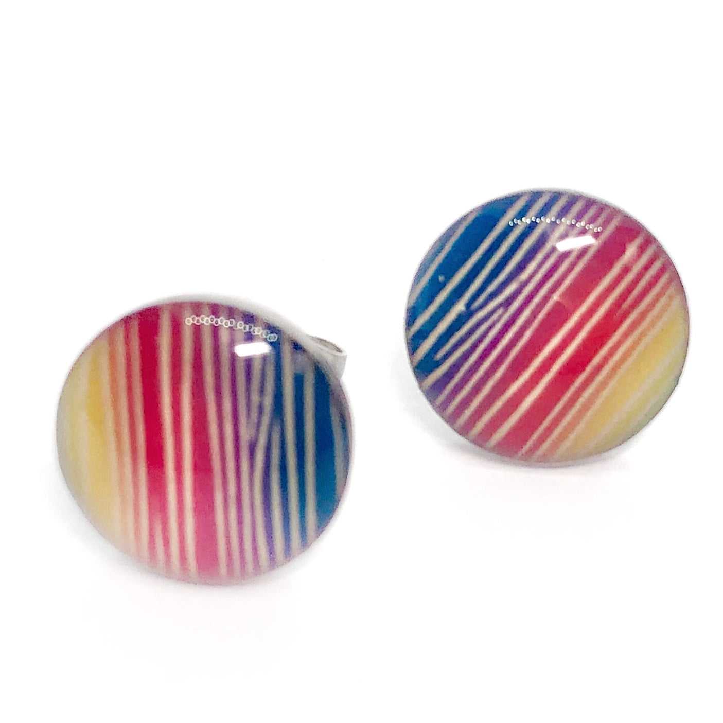 feshionn-iobi-stainless-steel-colorful-striped-enamel-button-stud-earrings