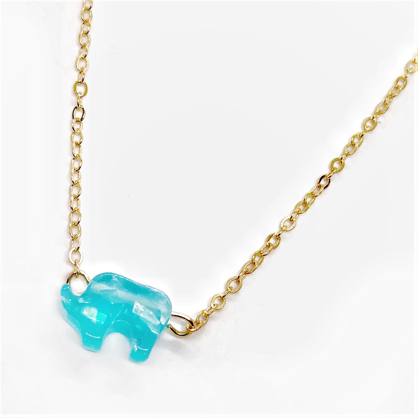 Dainty Chic Elephant Shape Aqua Necklace Special Occasion & Everyday Wear for Women