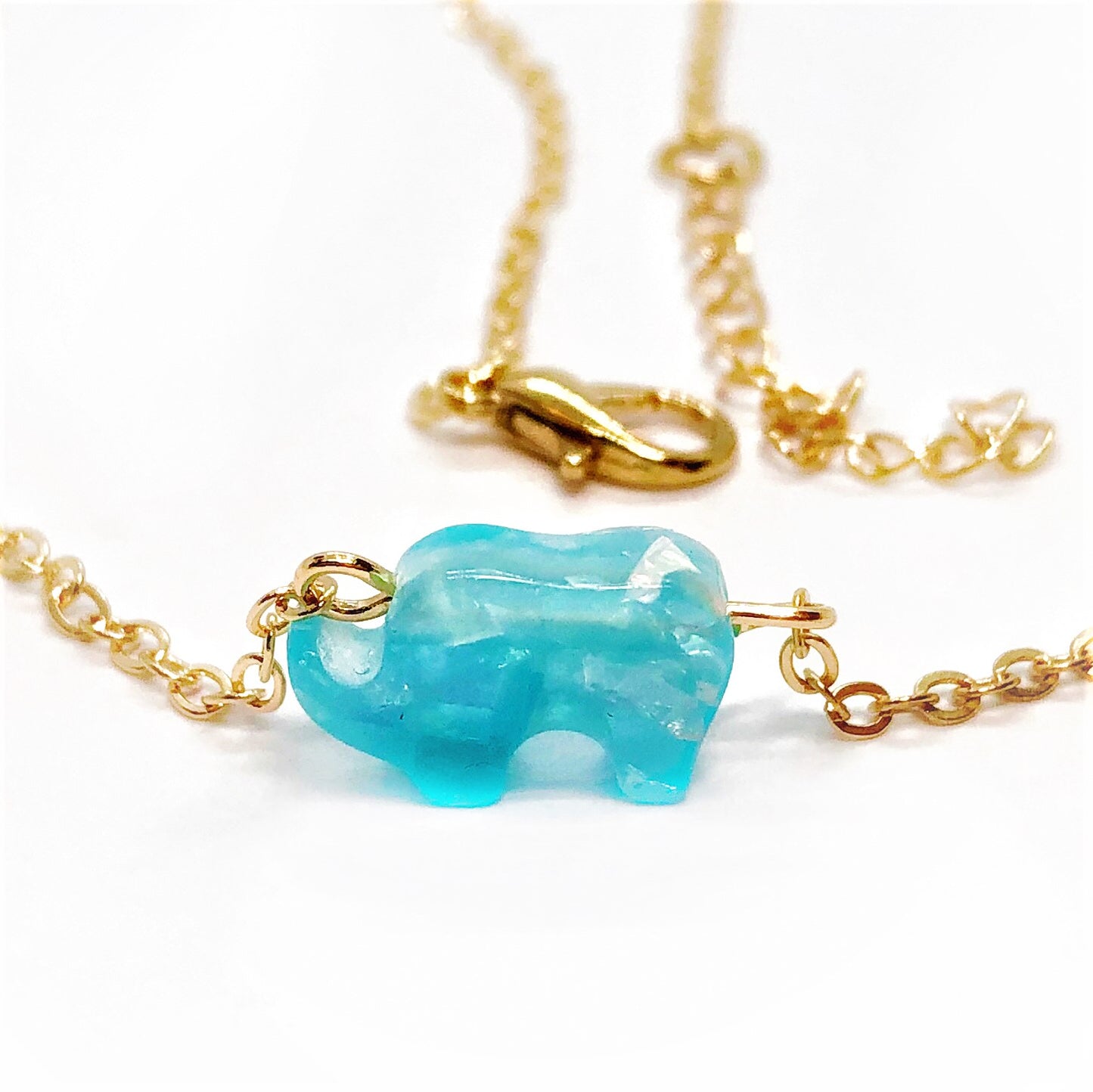 Dainty Chic Elephant Shape Aqua Necklace Special Occasion & Everyday Wear for Women
