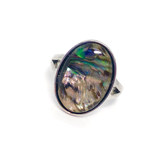 Abalone Shell Oval Shape Ring