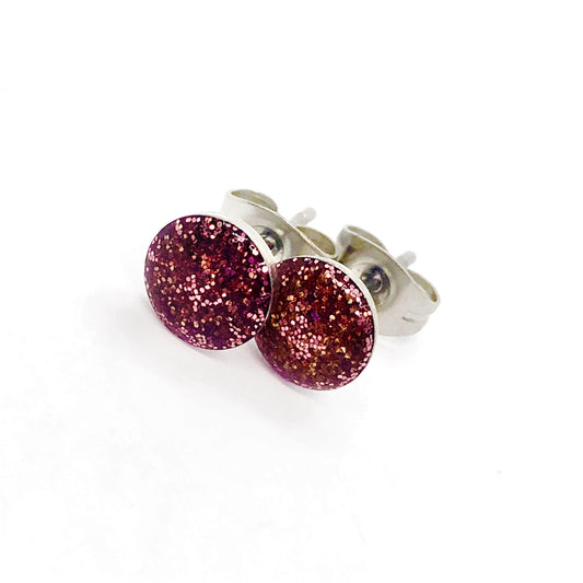 Glittery Pink Stainless Steel Studs