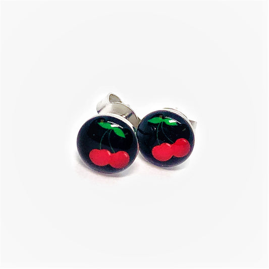 Red Cherry Stainless Steel Studs
