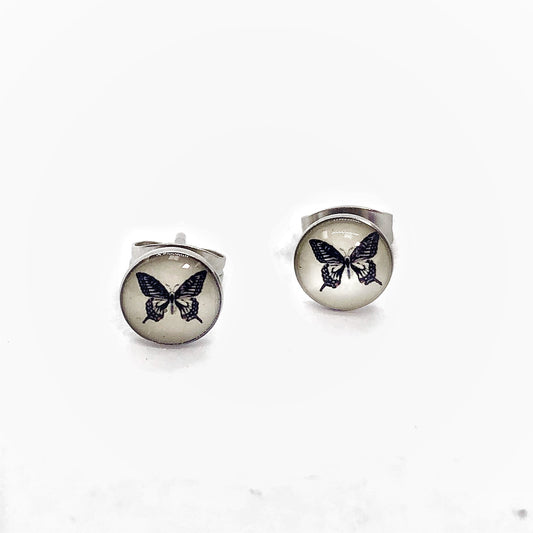 Black Butterfly Stainless Steel Studs