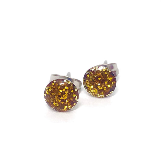 Glittery Gold Stainless Steel Studs
