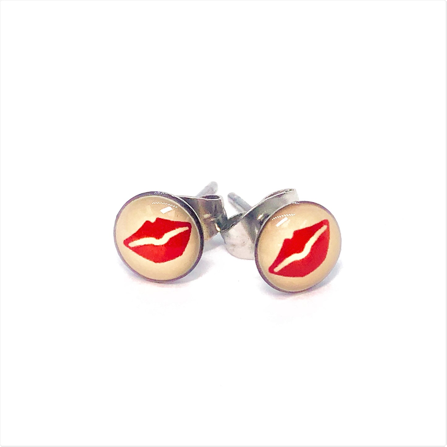Red Lips Stainless Steel Studs
