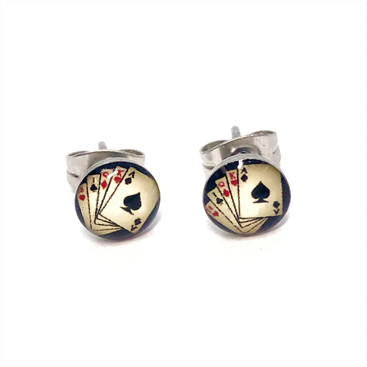 Poker Playing Cards Stainless Steel Studs