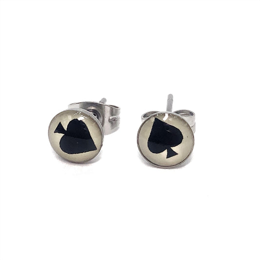 Black Ace Symbol Stainless Steel Studs