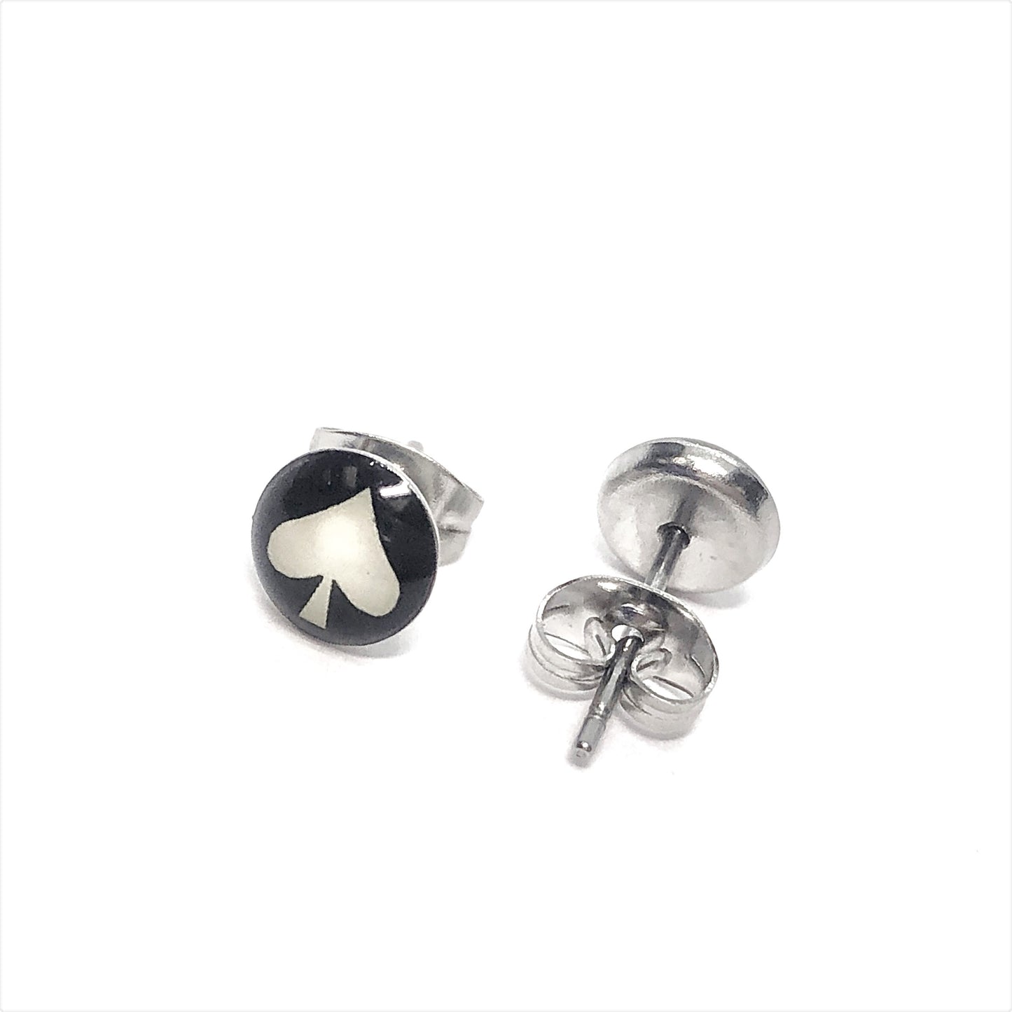 White Ace Symbol Stainless Steel Studs