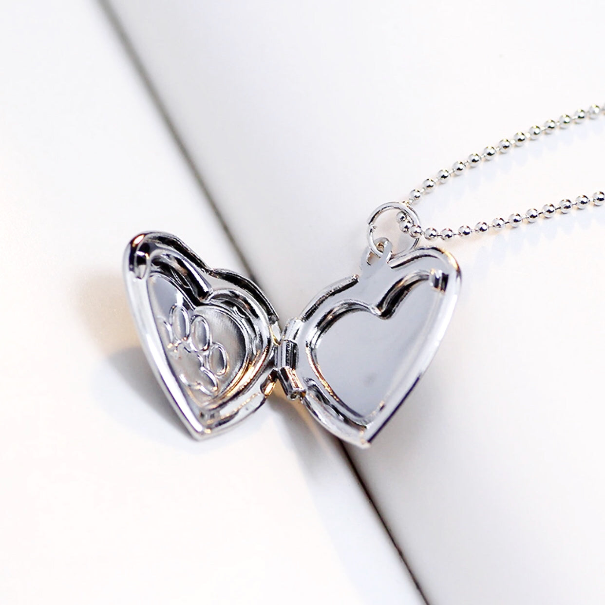 Heart Shaped Dog Paws Print Locket Pendant For Woman