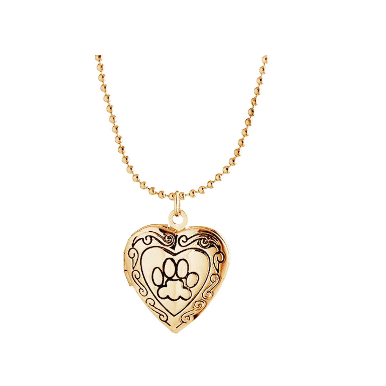 Heart Shaped Dog Paws Print Locket Pendant For Woman