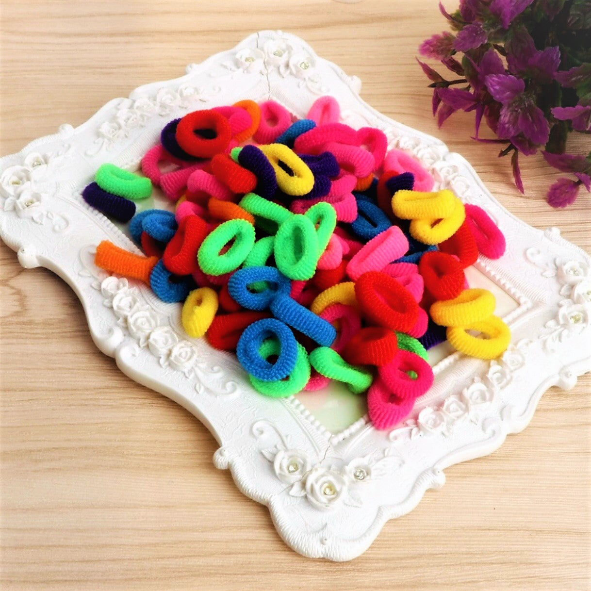 Hair Bands Elastics Ties for Baby Girls Colorful Set Tiny Soft Rubber Bands for Kids Women, Durable Hair accessories