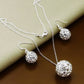 Round Threaded Heart Silver Necklace And Earring set for Women