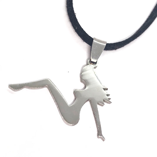 Sitting Sexy Lady  Stainless steel Pendant Necklace