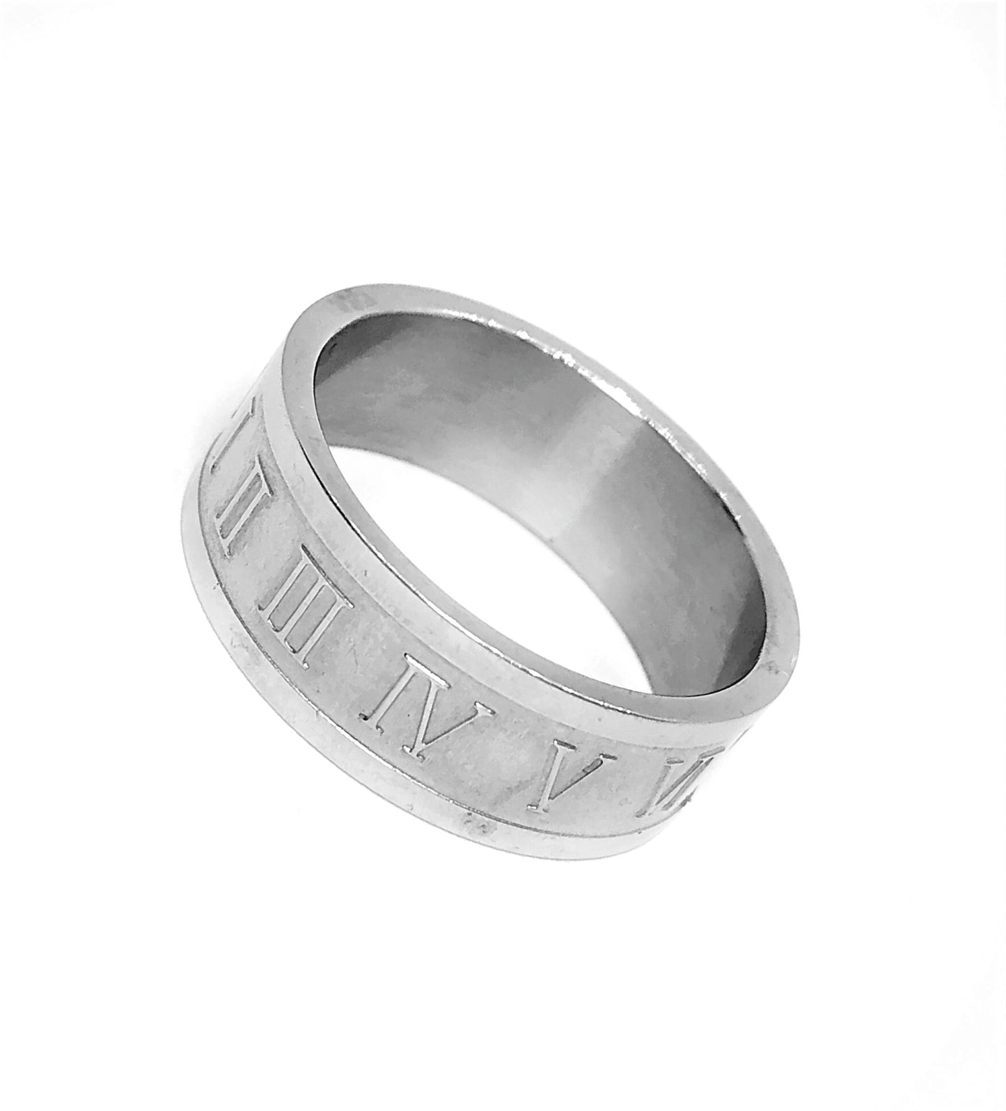 Roman Numeral Stainless Steel Ring