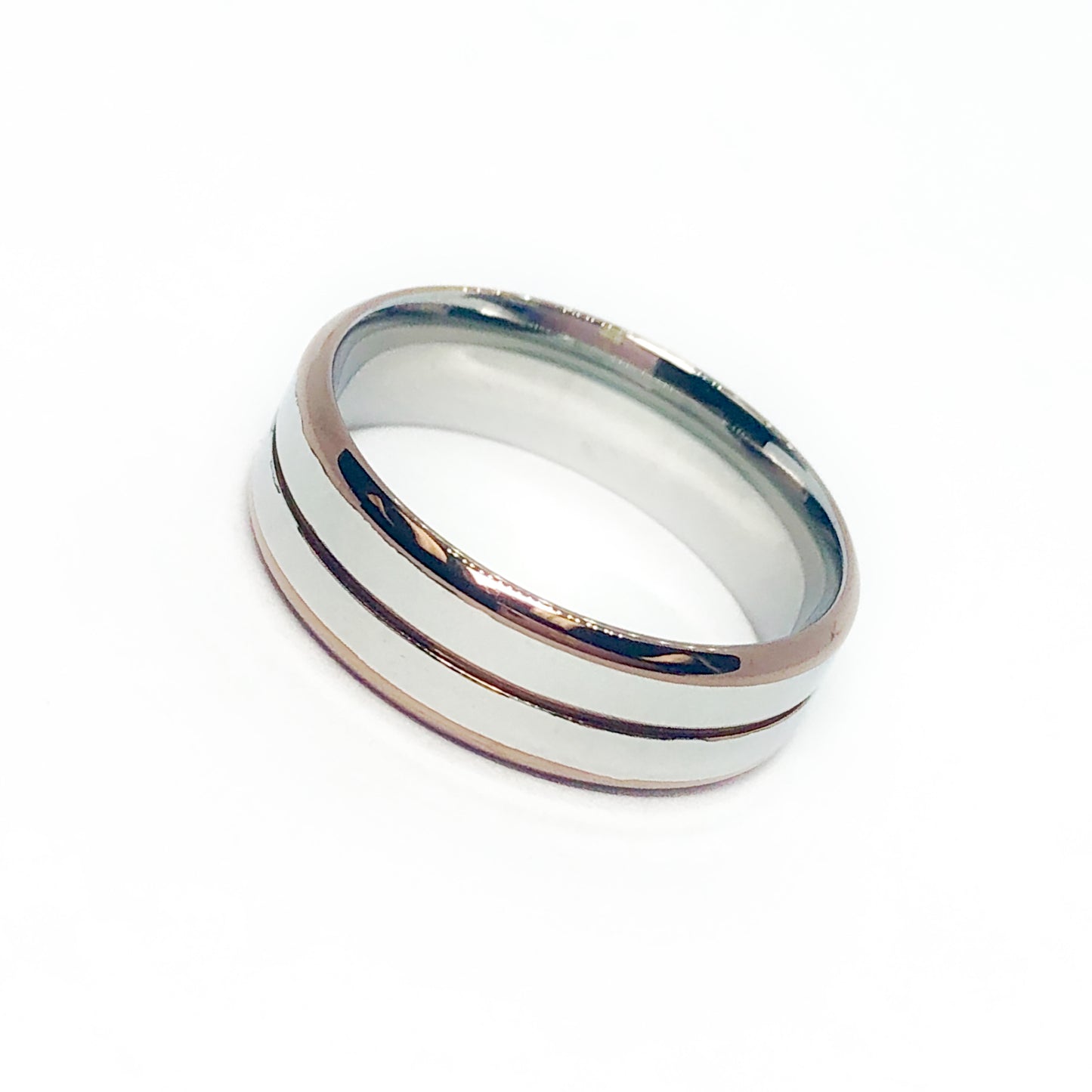 Smooth Lines Two Tone Stainless Steel Ring