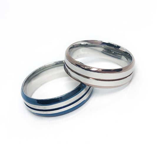 Smooth Lines Two Tone Stainless Steel Ring