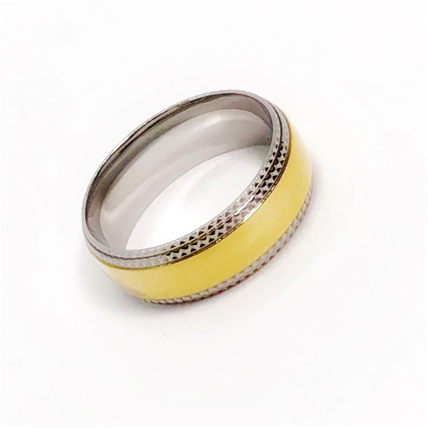 Polished Gold Line Two Tone Stainless Steel Ring