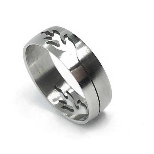Branch Of Flower Cut Out Stainless Steel Ring