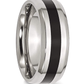 Beveled Edges Black Stripe Stainless Steel Ring