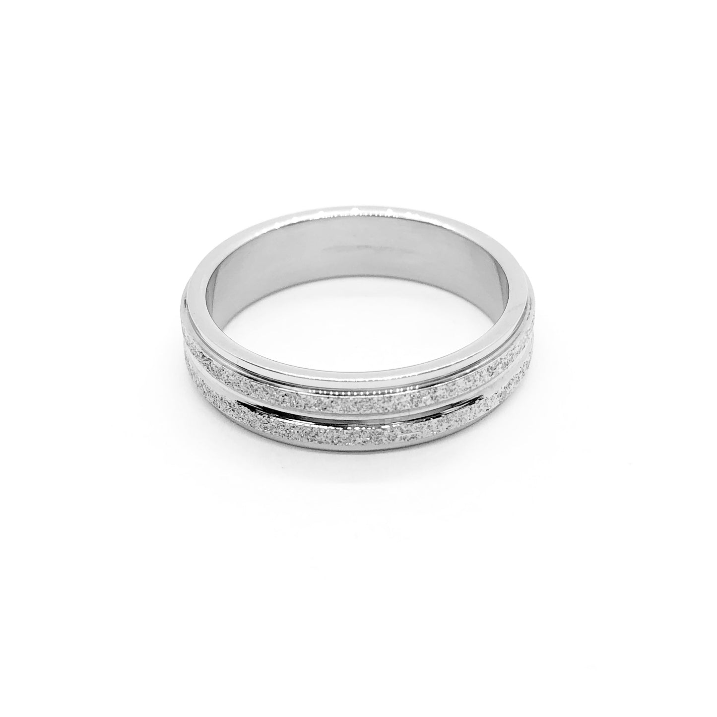 Silver Sandblasted lines Stainless Steel Band
