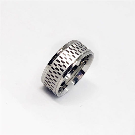 Checkered Style  Stainless Steel Ring