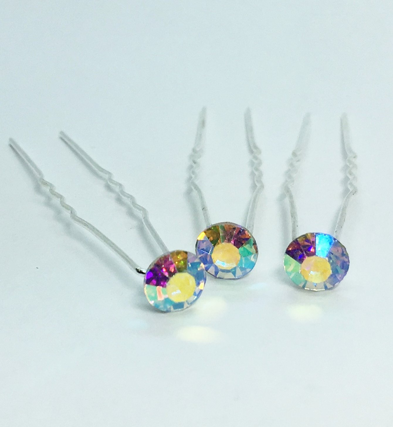 Colorful Crystal Rhinestone Silver Plated Hair Pins