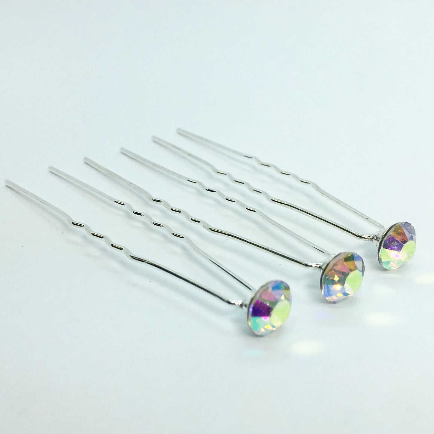 Colorful Crystal Rhinestone Silver Plated Hair Pins