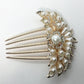 Blossoming Pearl Flower and Crystal Gold Plated Hair Comb