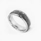 Enamel Black & Silver Prints Stripe Stainless Steel Ring