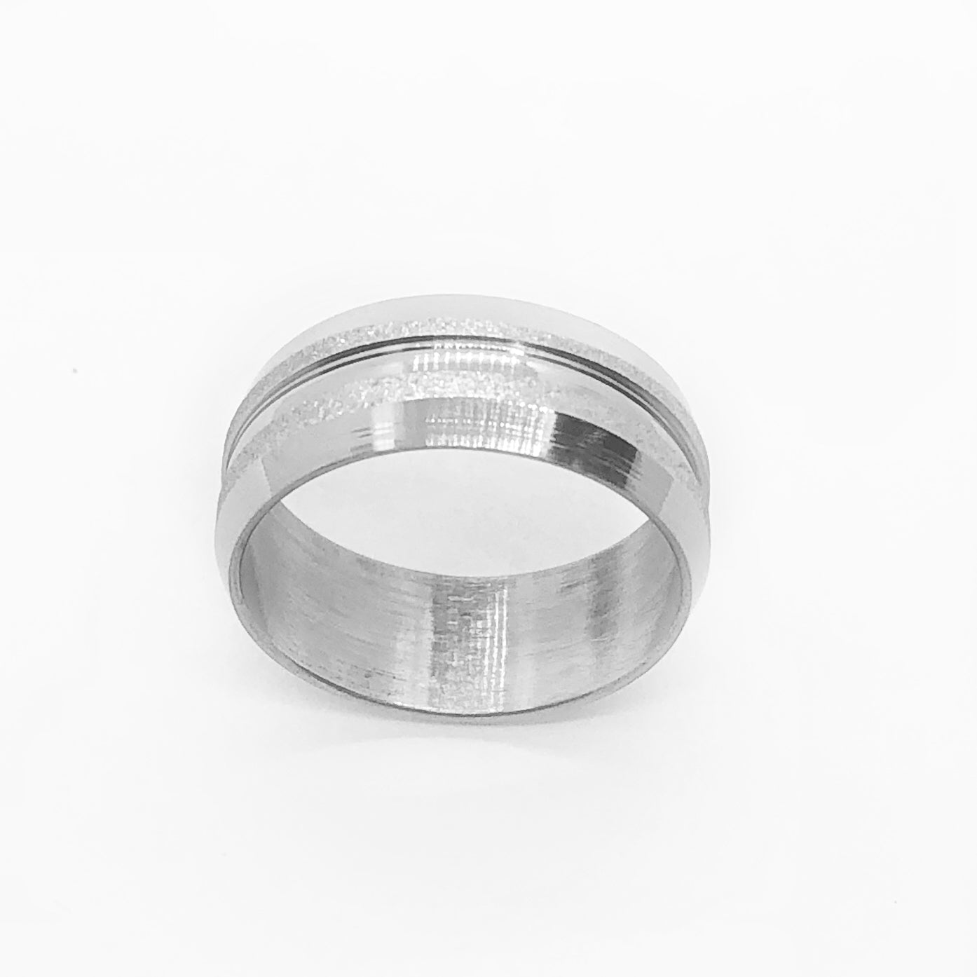 Smooth And Frosted Stripe 8mm Stainless Steel Band