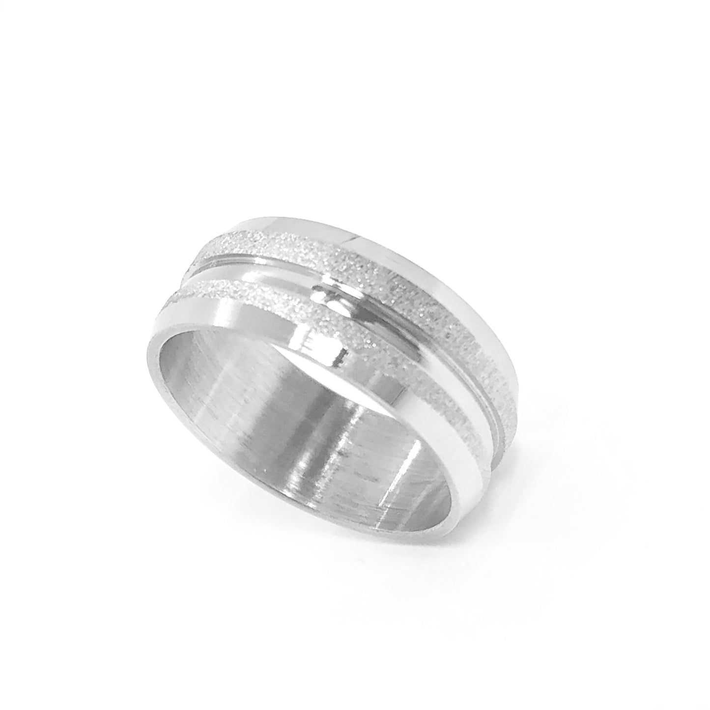 Smooth And Frosted Stripe 8mm Stainless Steel Band