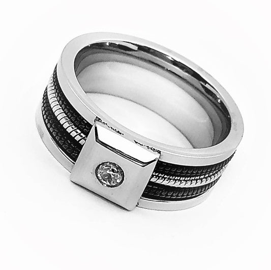 Cables Men's CZ & Stainless Steel Band