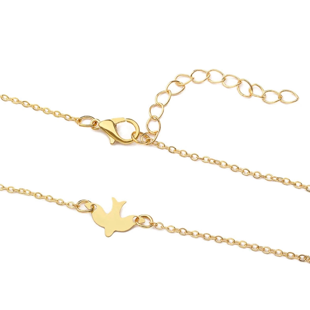 Tiny Minimalist Yellow Gold Dove Necklace for Women