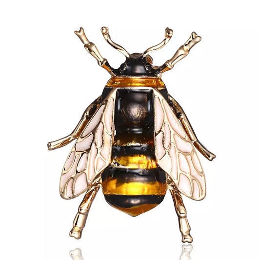 Enamel Gold Tone Bumble Bee Brooch Pin for Women