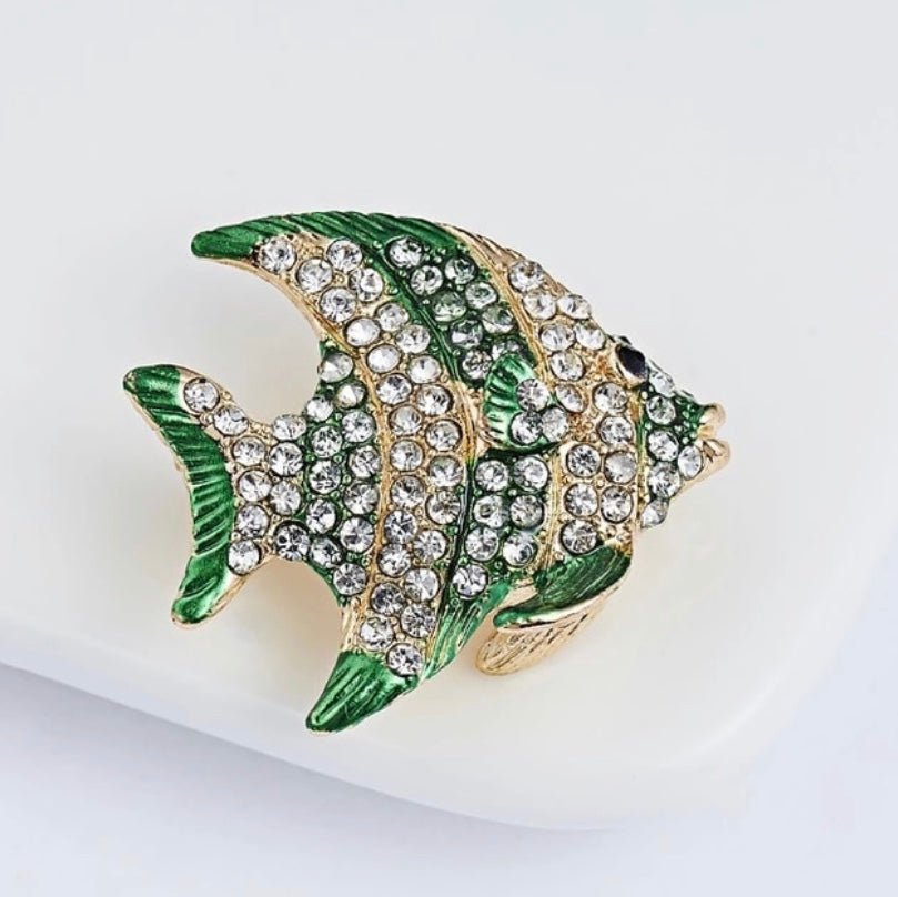 Rhinestone Fish Crystal  Brooch Pin for Women