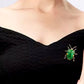 Green Enamel Beetle Brooch Pin for Women