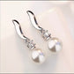 CZ Accented White Pearl Drop Earring